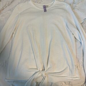 Alya white sweater with a tie in the front. Size small.